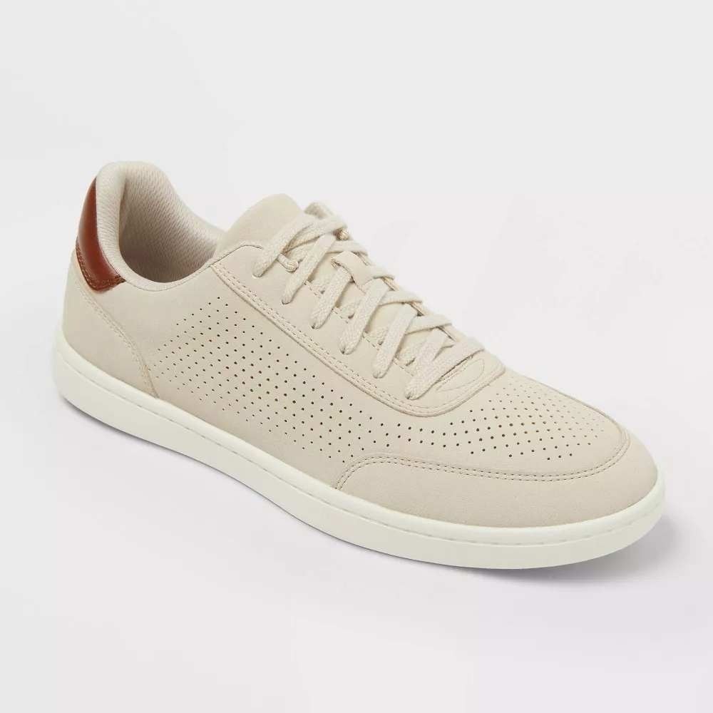 Goodfellow & Co Simon Laser Cut Sneakers Mens 13 Tan Polyurethane Memory Foam